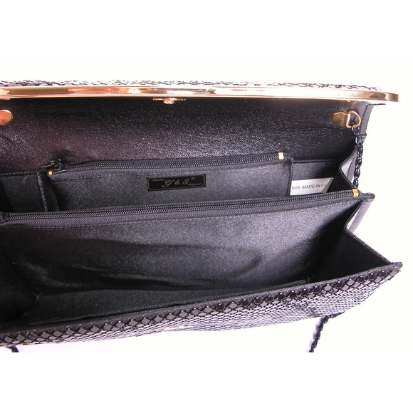Another Y & S Original Clutch Shoulder Purse VTG Black Metallic Chain Strap New - Picture 8 of 9